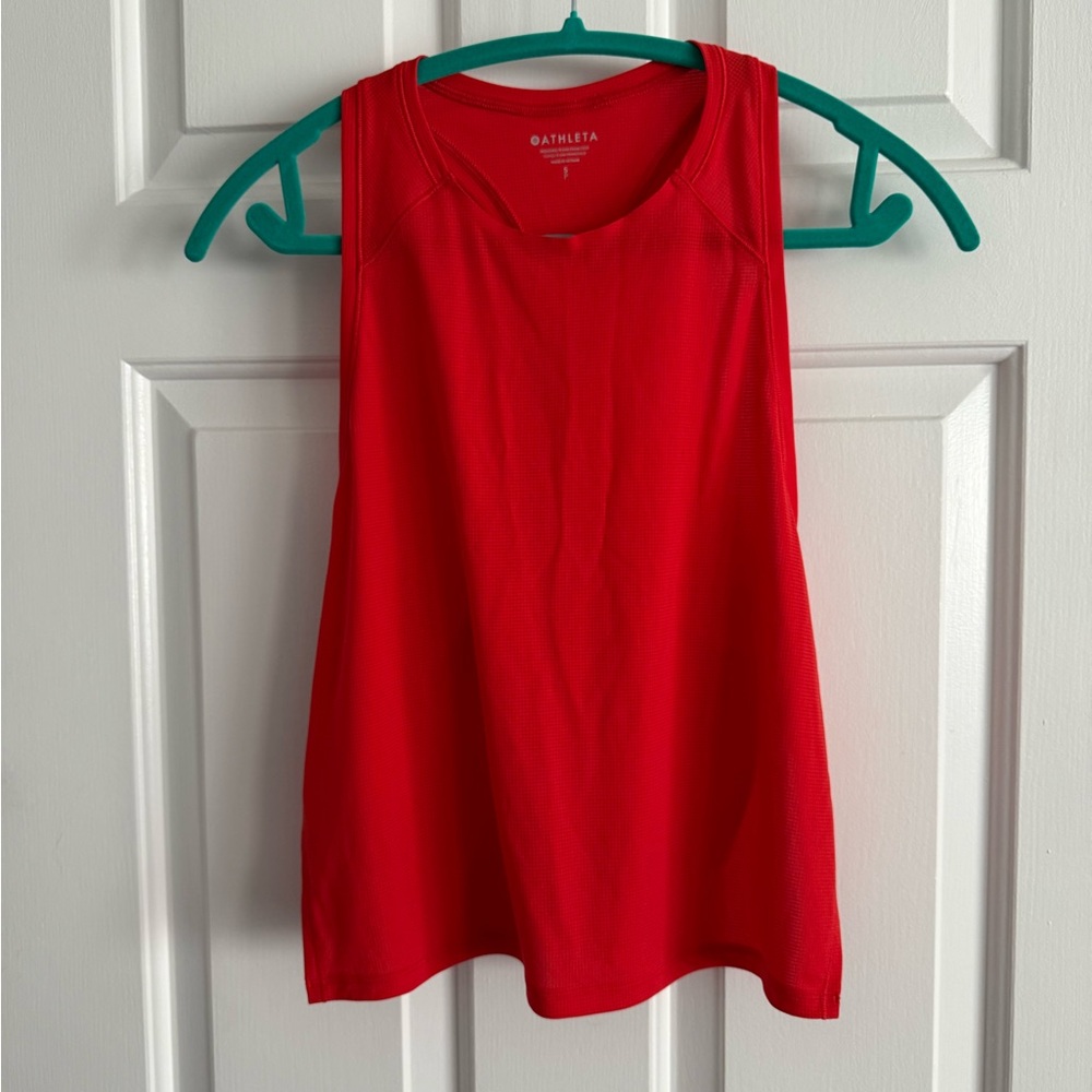 Athleta Bright Red Grid Knit Performance Tank Top
